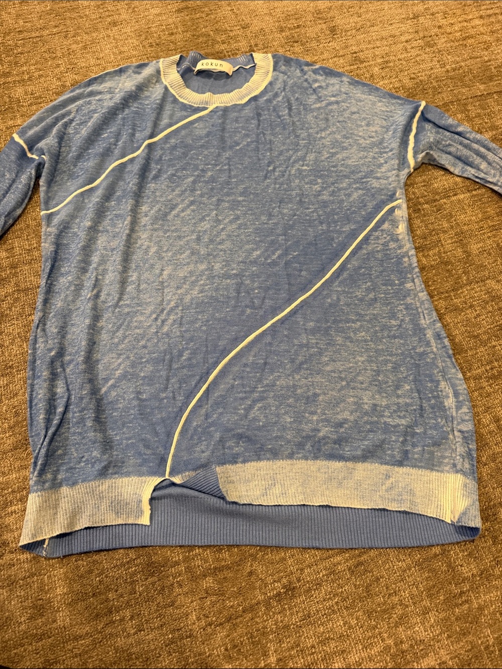 Kokun Blue Lightweight Sweater with white Trim